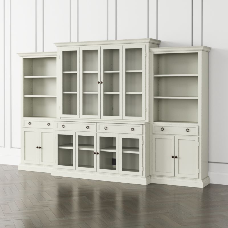 Cameo Vamelie 4-Piece Glass Door Wall Unit with Storage Bookcase