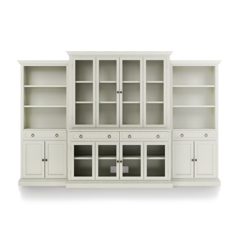 Cameo Vamelie 4-Piece Glass Door Wall Unit with Storage Bookcase