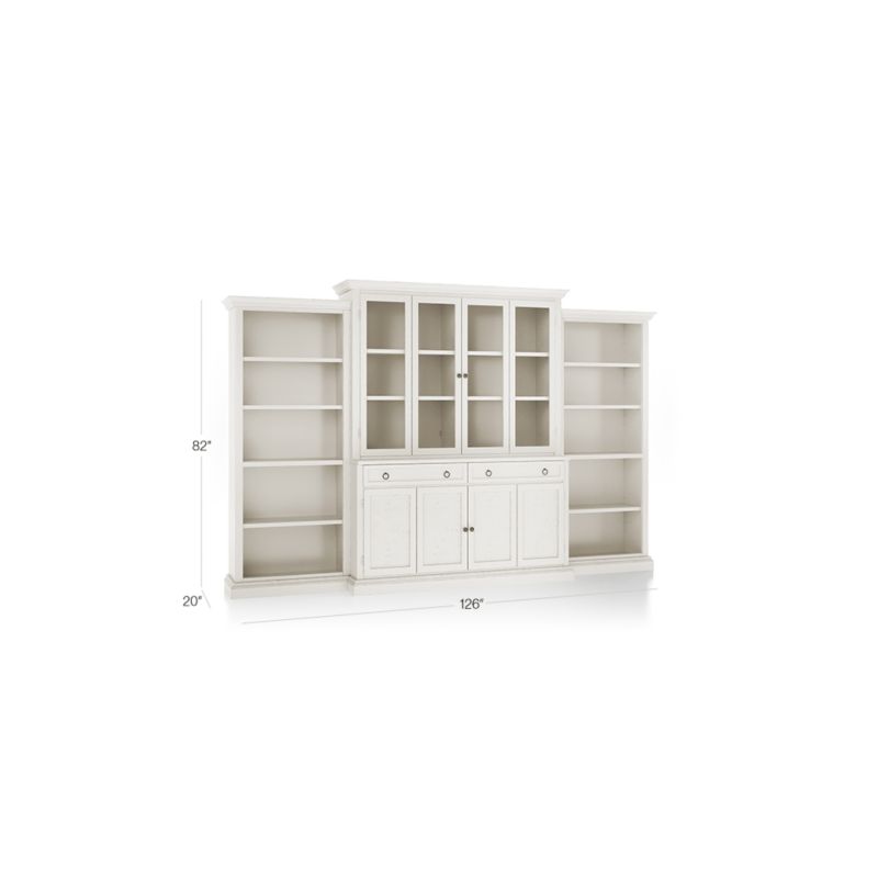 Cameo Dama 4-Piece Glass and Wood Door Wall Unit with Open Bookcases