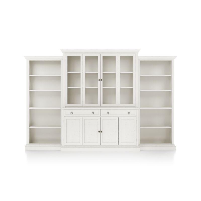 Cameo Dama 4-Piece Glass and Wood Door Wall Unit with Open Bookcases