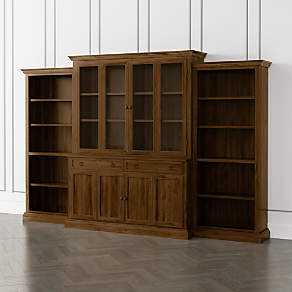 large bookcases with glass doors