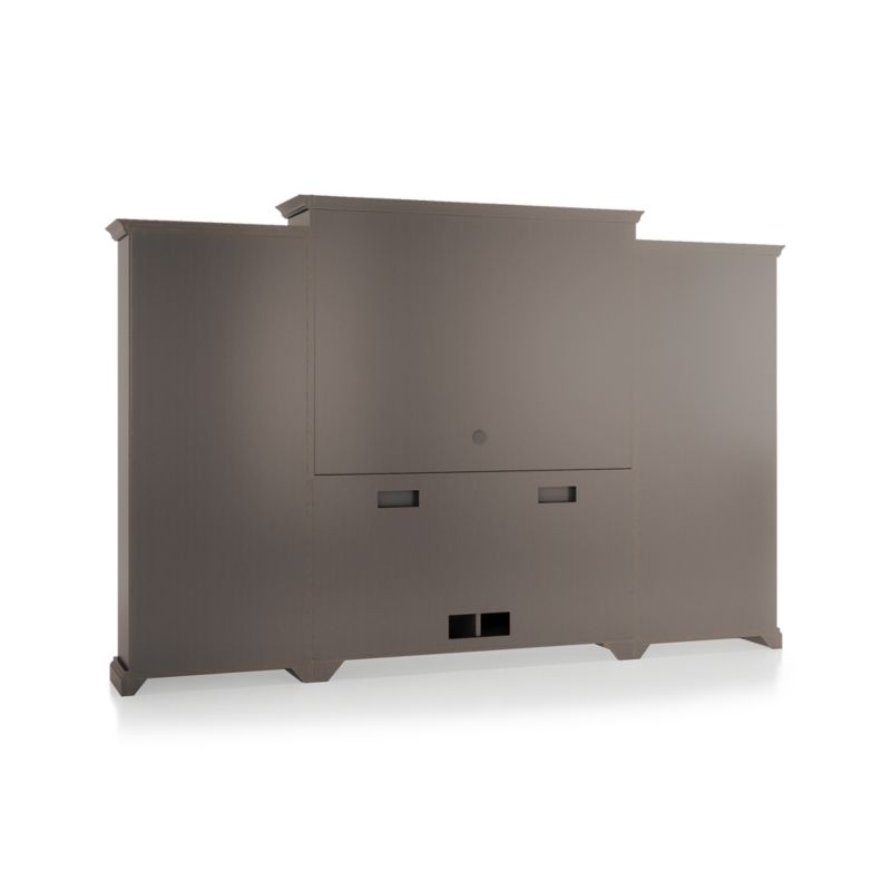 Cameo Grigio 4-Piece Glass and Wood Door Wall Unit with Open Bookcases