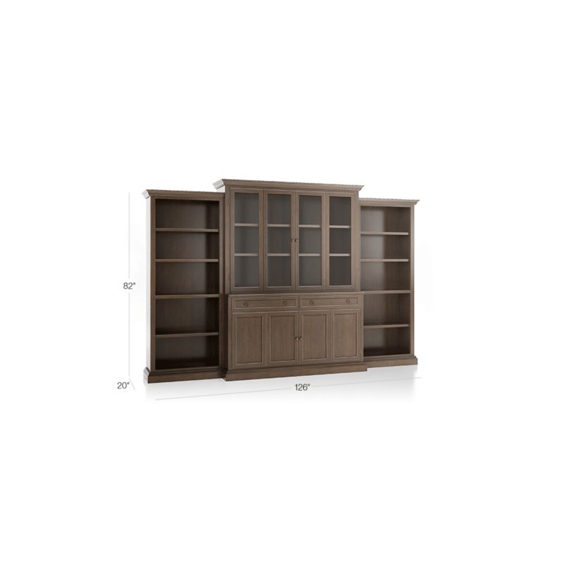 Cameo Pinot Lancaster 4-Piece Glass and Wood Door Wall Unit with Open Bookcases
