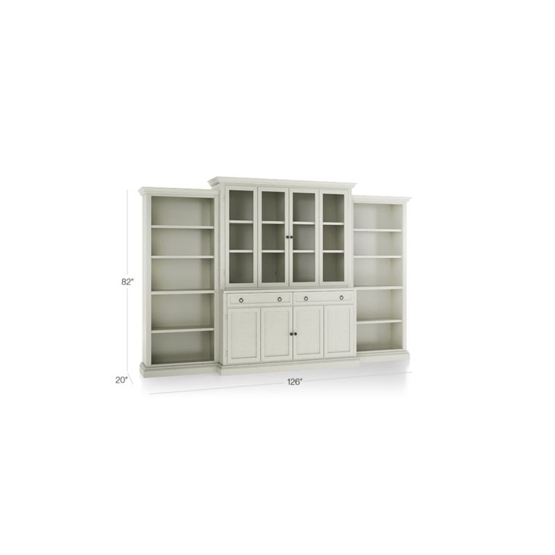 Cameo Vamelie 4-Piece Glass and Wood Door Wall Unit with Open Bookcases
