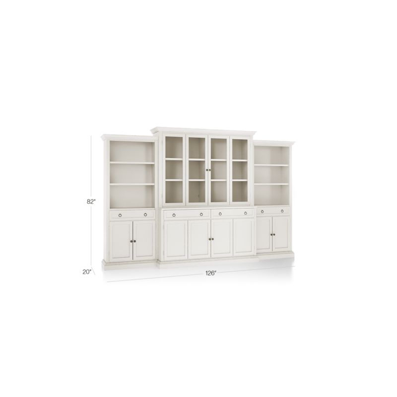 Cameo Dama 4-Piece Glass and Wood Door Wall Unit with Storage Bookcase