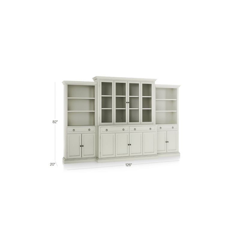 Cameo Vamelie 4-Piece Glass and Wood Door Wall Unit with Storage Bookcase