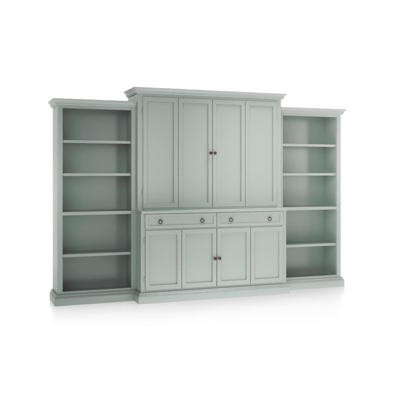 Cameo Blue Grey -Piece Entertainment Center with Open Bookcases