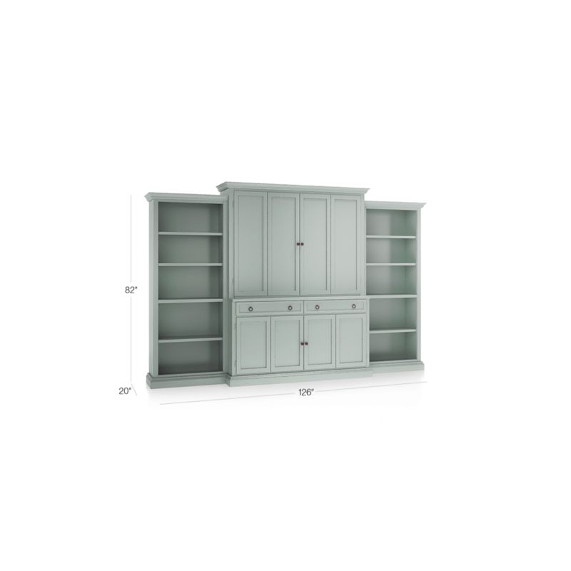 Cameo Blue Grey -Piece Entertainment Center with Open Bookcases