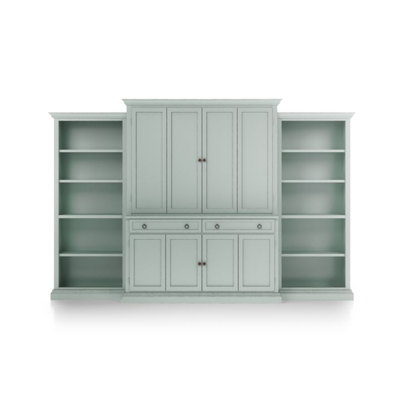 Cameo Blue Grey -Piece Entertainment Center with Open Bookcases