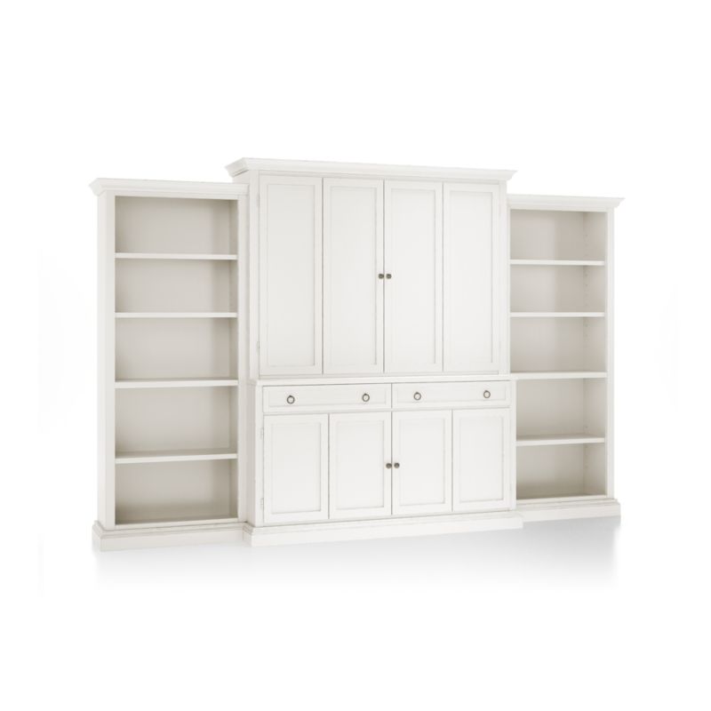 Cameo Dama -Piece Entertainment Center with Open Bookcases