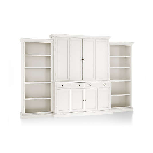 Cameo Dama 4-Piece Entertainment Center with Open Bookcases