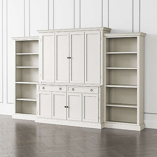 Cameo Dama 4-Piece Entertainment Center with Open Bookcases