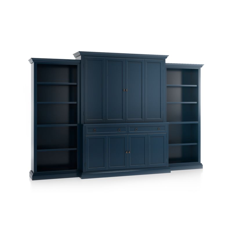 Cameo Indigo -Piece Entertainment Center with Open Bookcases