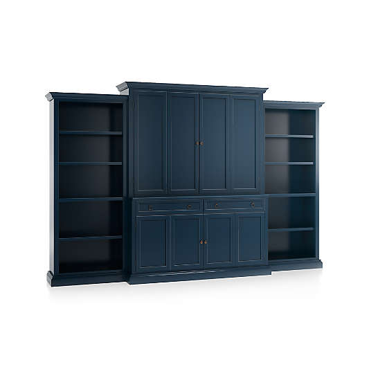 Cameo Indigo 4-Piece Entertainment Center with Open Bookcases