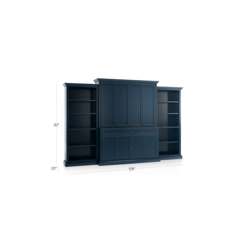 Cameo Indigo -Piece Entertainment Center with Open Bookcases