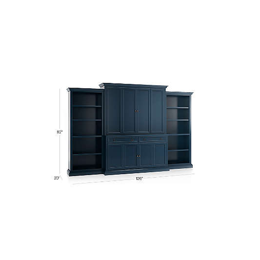 Cameo Indigo 4-Piece Entertainment Center with Open Bookcases