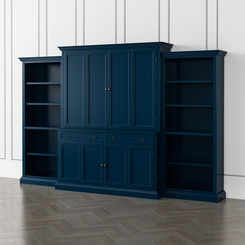 Cameo Indigo -Piece Entertainment Center with Open Bookcases