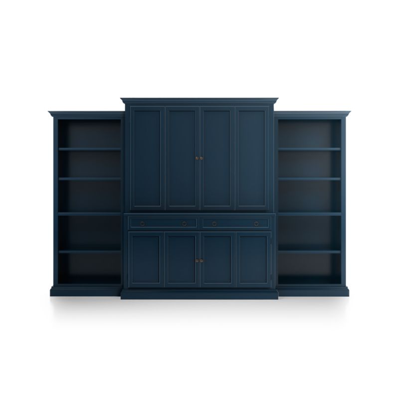 Cameo Indigo -Piece Entertainment Center with Open Bookcases