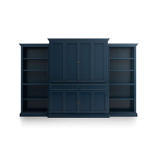 Cameo Indigo 4-Piece Entertainment Center with Open Bookcases