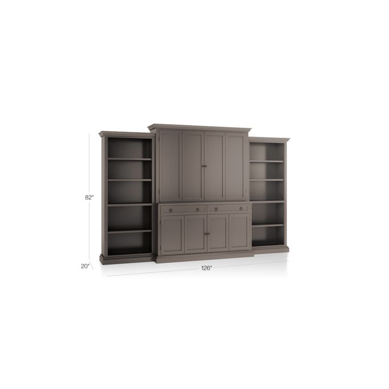 Cameo Grigio -Piece Entertainment Center with Open Bookcases