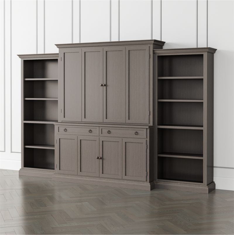 Cameo Grigio -Piece Entertainment Center with Open Bookcases