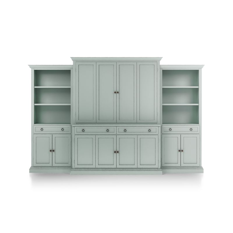 Cameo Blue Grey 4-Piece Entertainment Center with Storage Bookcase
