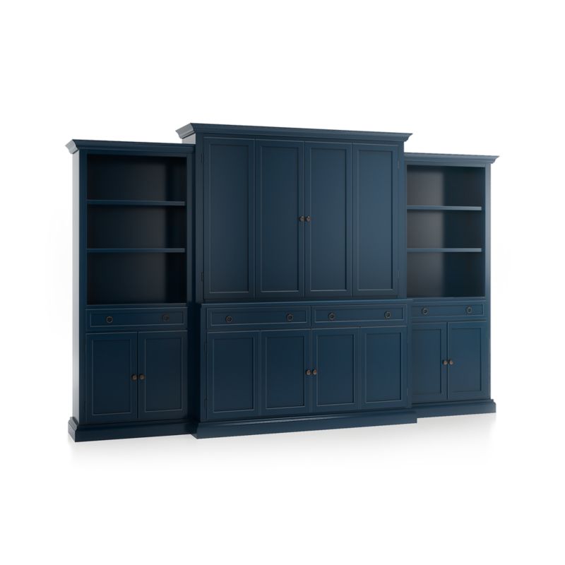 Cameo Indigo -Piece Entertainment Center with Storage Bookcases