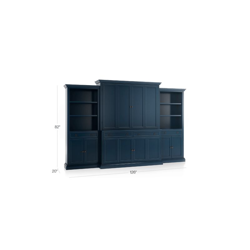 Cameo Indigo -Piece Entertainment Center with Storage Bookcases