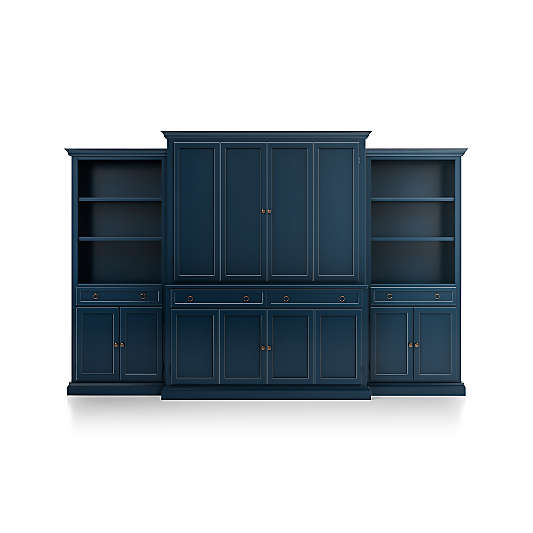 Cameo Indigo 4-Piece Entertainment Center with Storage Bookcases