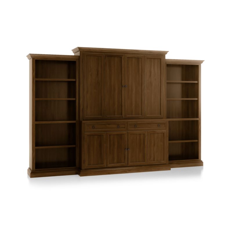 Cameo Nero Noce -Piece Entertainment Center with Open Bookcases