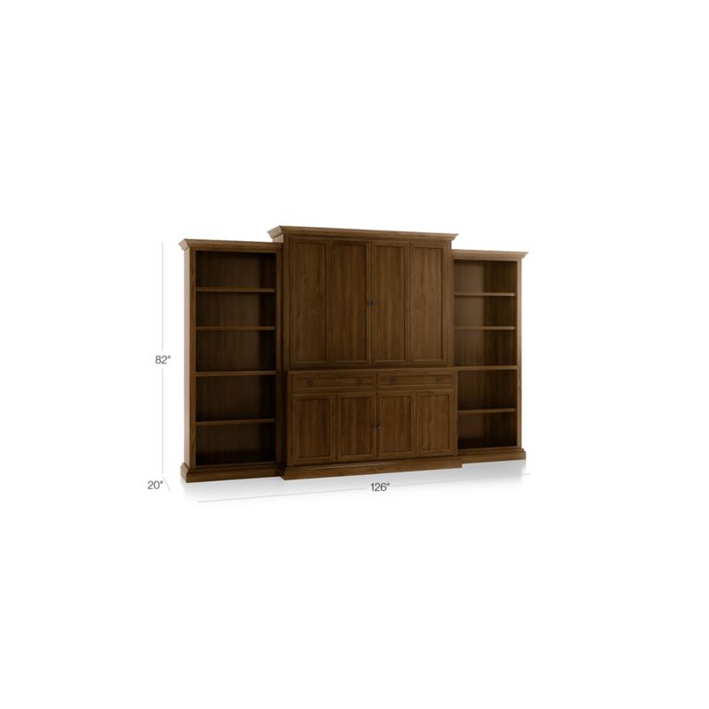 Cameo Nero Noce -Piece Entertainment Center with Open Bookcases