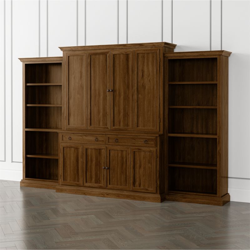 Cameo Nero Noce -Piece Entertainment Center with Open Bookcases