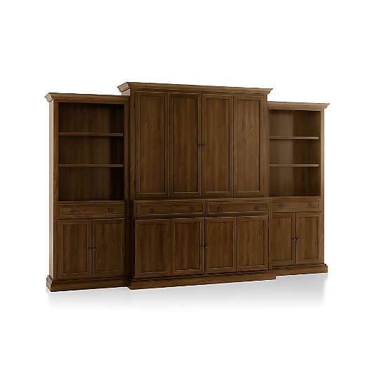 Cameo Nero Noce 4-Piece Entertainment Center with Storage Bookcase