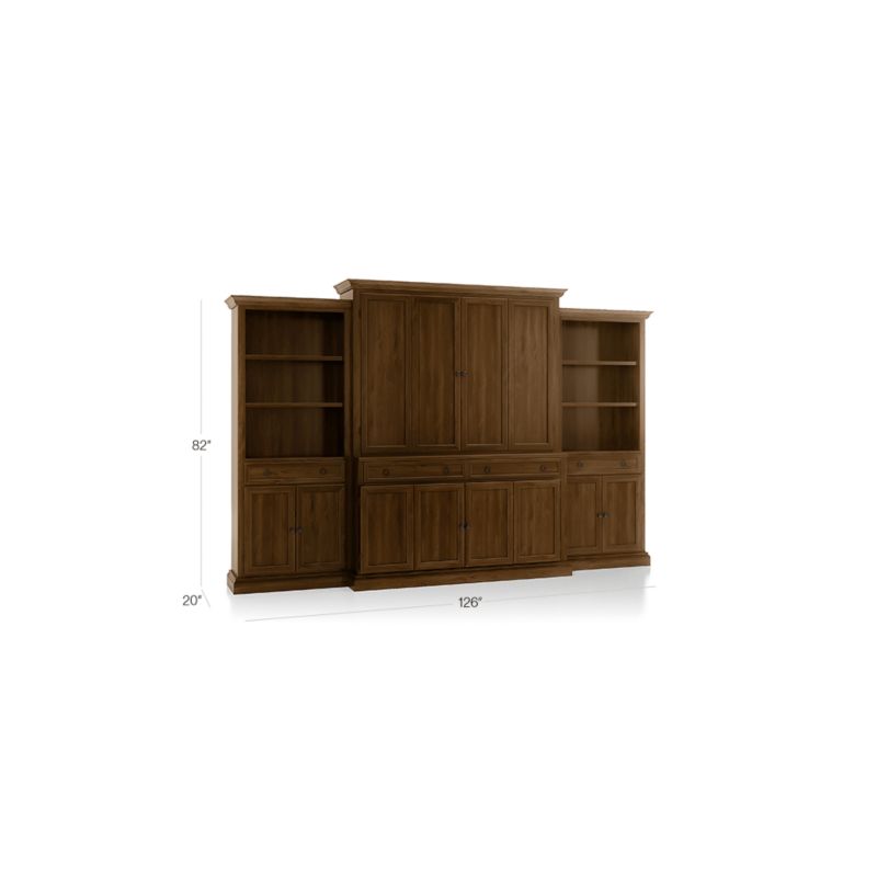 Cameo Nero Noce 4-Piece Entertainment Center with Storage Bookcase