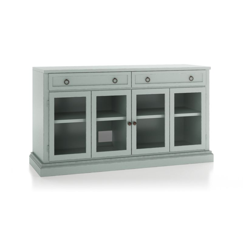 Cameo 62" Blue Grey Modular Storage Media Console with Glass Doors