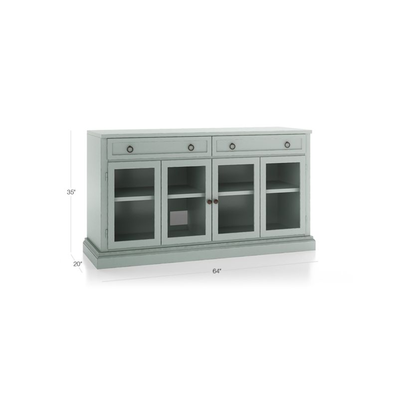 Cameo 62" Blue Grey Modular Storage Media Console with Glass Doors