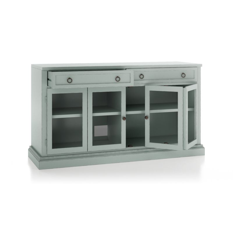 Cameo 62" Blue Grey Modular Storage Media Console with Glass Doors