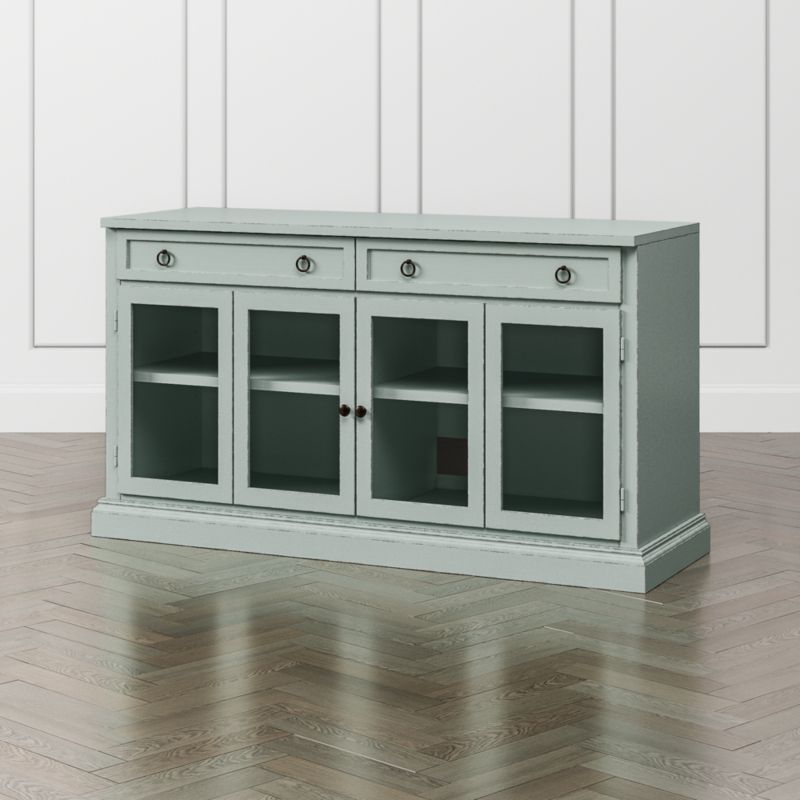 Cameo 62" Blue Grey Modular Storage Media Console with Glass Doors