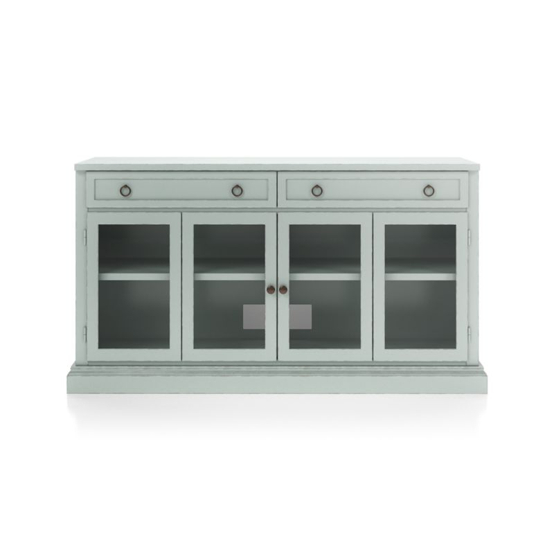 Cameo 62" Blue Grey Modular Storage Media Console with Glass Doors