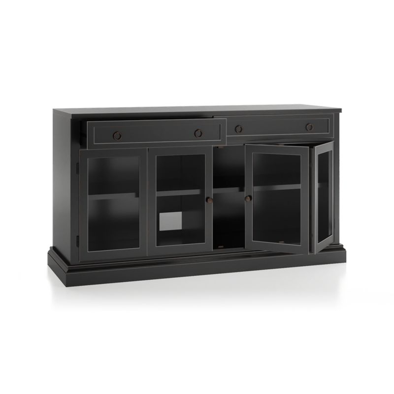 Cameo 62" Bruno Black Modular Storage Media Console with Glass Doors