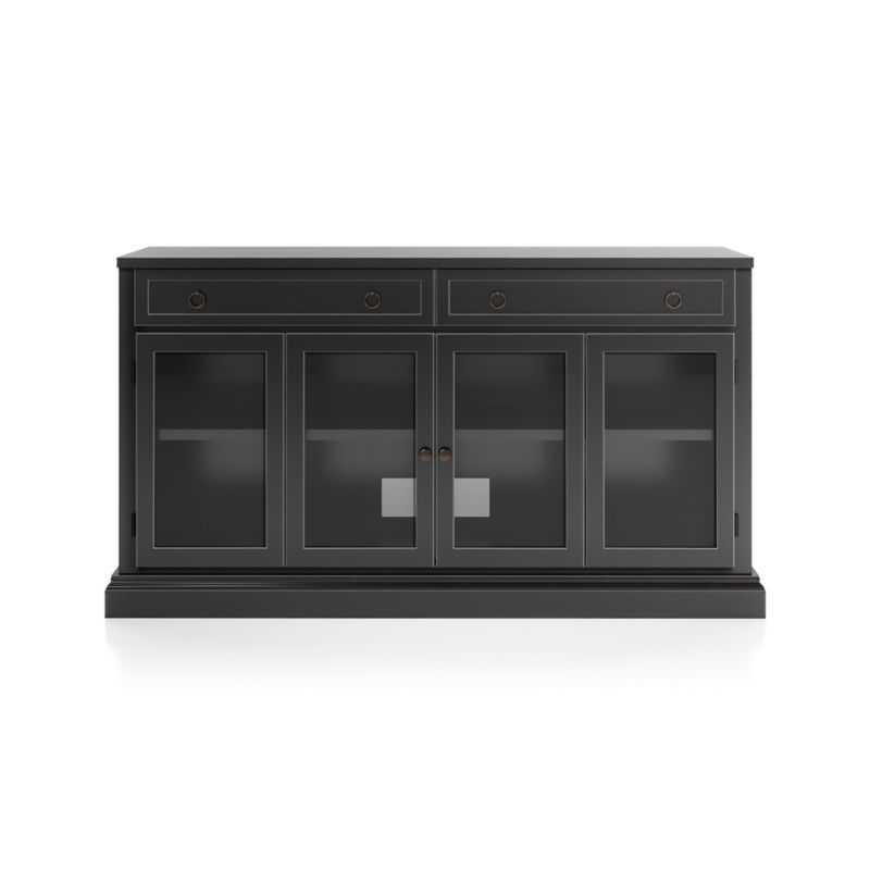 Cameo 62" Bruno Black Modular Storage Media Console with Glass Doors