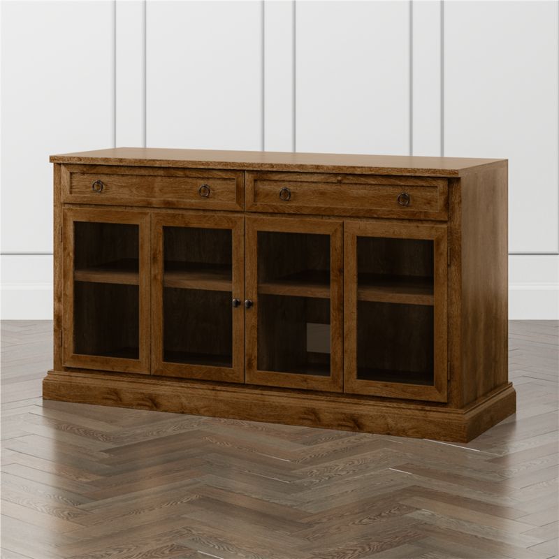 Cameo Nero Noce 62" Modular Storage Media Console with Glass Doors