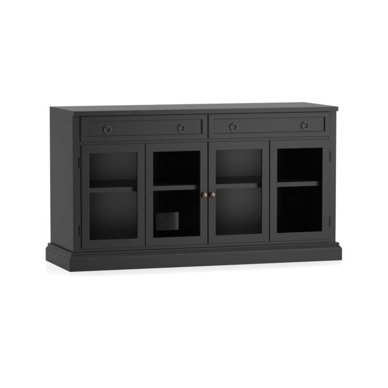 Cameo 62" Bruno Black Modular Storage Media Console with Glass Doors