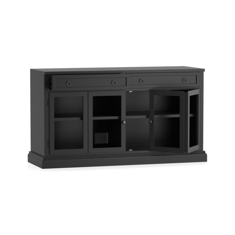 Cameo 62" Bruno Black Modular Storage Media Console with Glass Doors