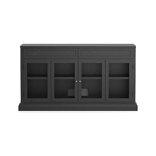 Cameo 62" Bruno Black Modular Storage Media Console with Glass Doors