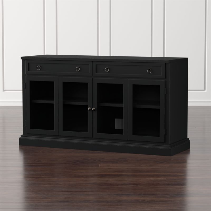 Cameo 62" Bruno Black Modular Storage Media Console with Glass Doors