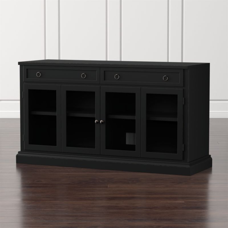 Cameo 62" Bruno Black Modular Storage Media Console with Glass Doors