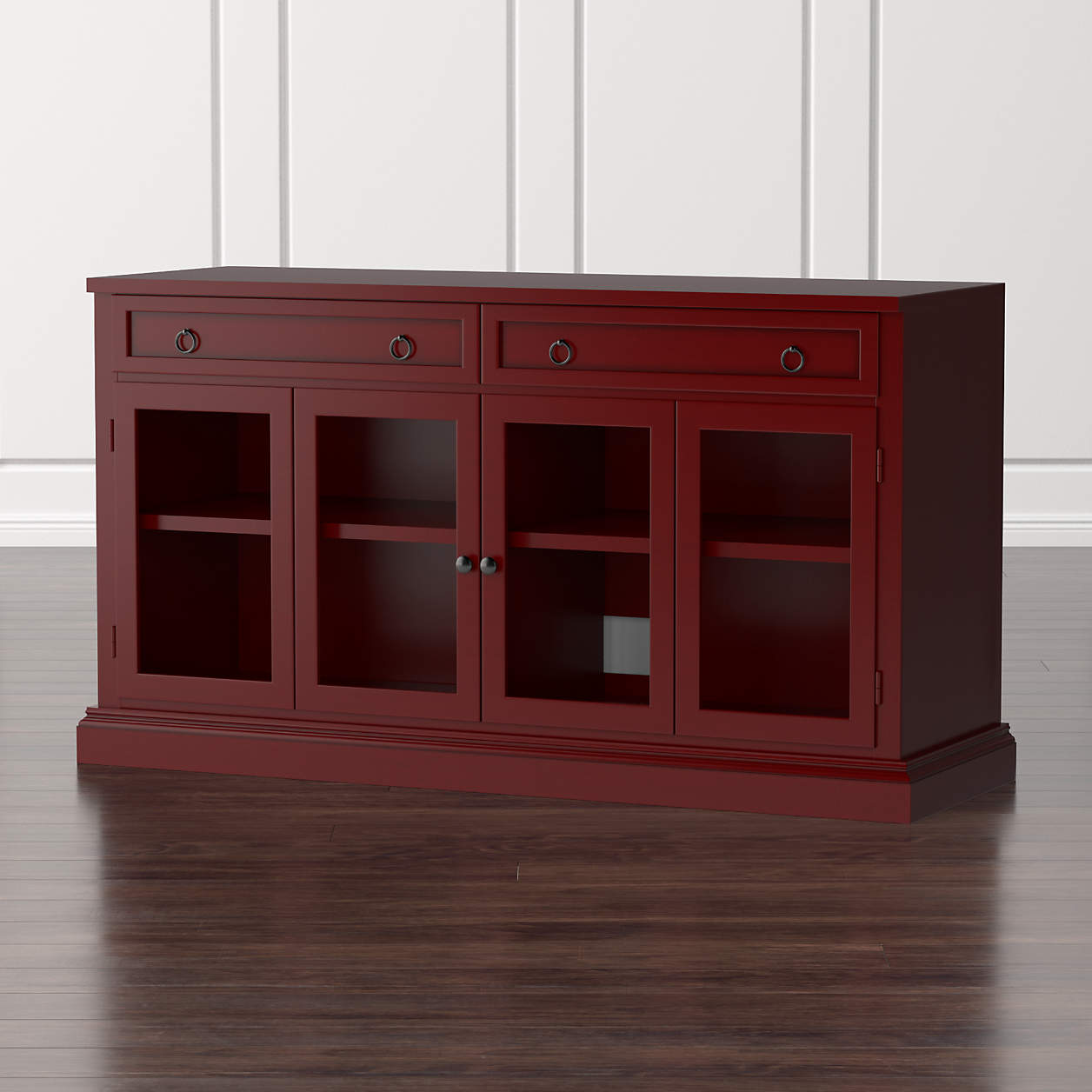 Cameo 62" Red Modular Media Console/TV Stand with Storage & Glass Doors + Reviews Crate & Barrel