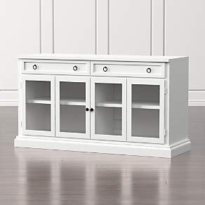 Cameo 4-Piece Modular White Glass Door Wall Unit with Storage Bookcases