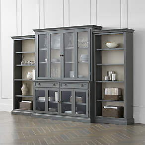 Bookcase Shelving Storage Wooden Cabinet Unit Standing Bookcase W/Doors Gray 